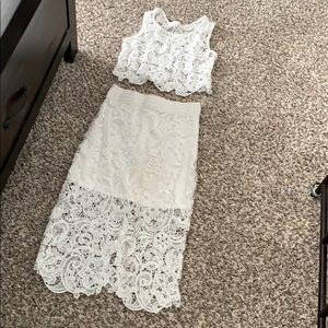 Knit crop top with matching high waisted skirt